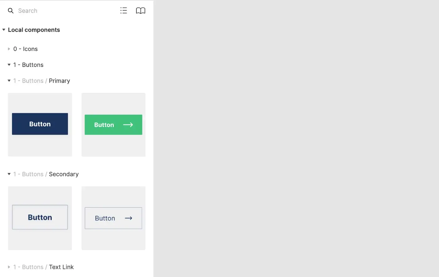 Examples of button structures defined in the design system.