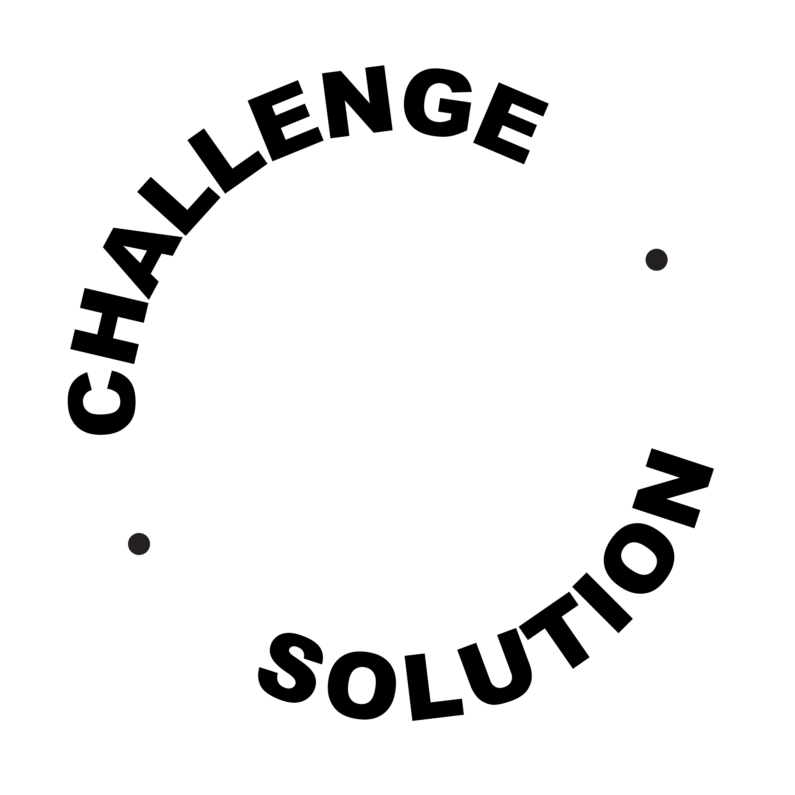 Yellow 'CHALLENGE SOLUTION' badge with lightning bolt symbols.