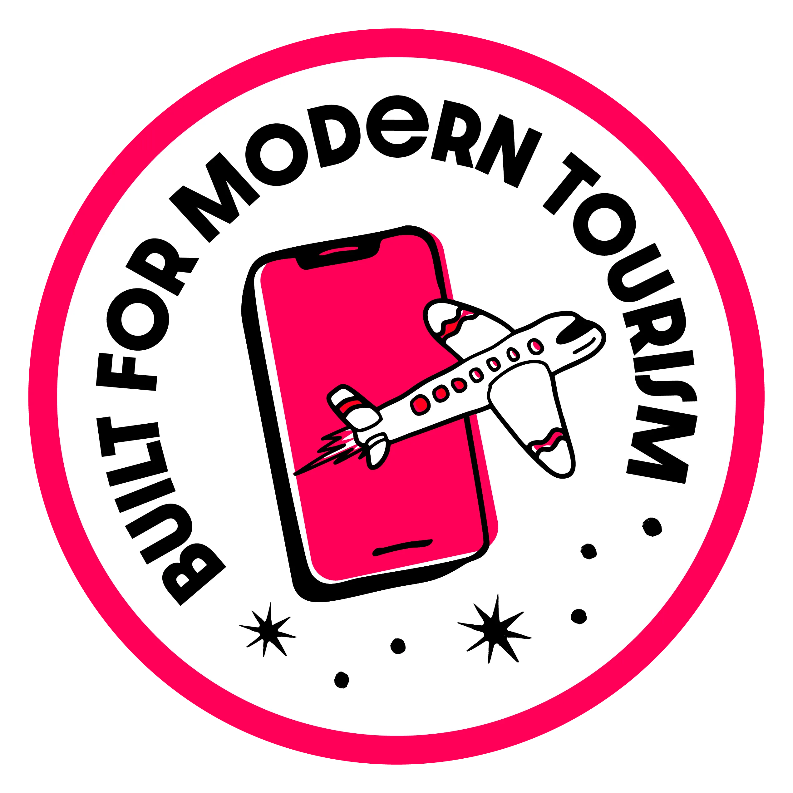 Sticker illustration representing digital solutions built for modern tourism and travel experiences.