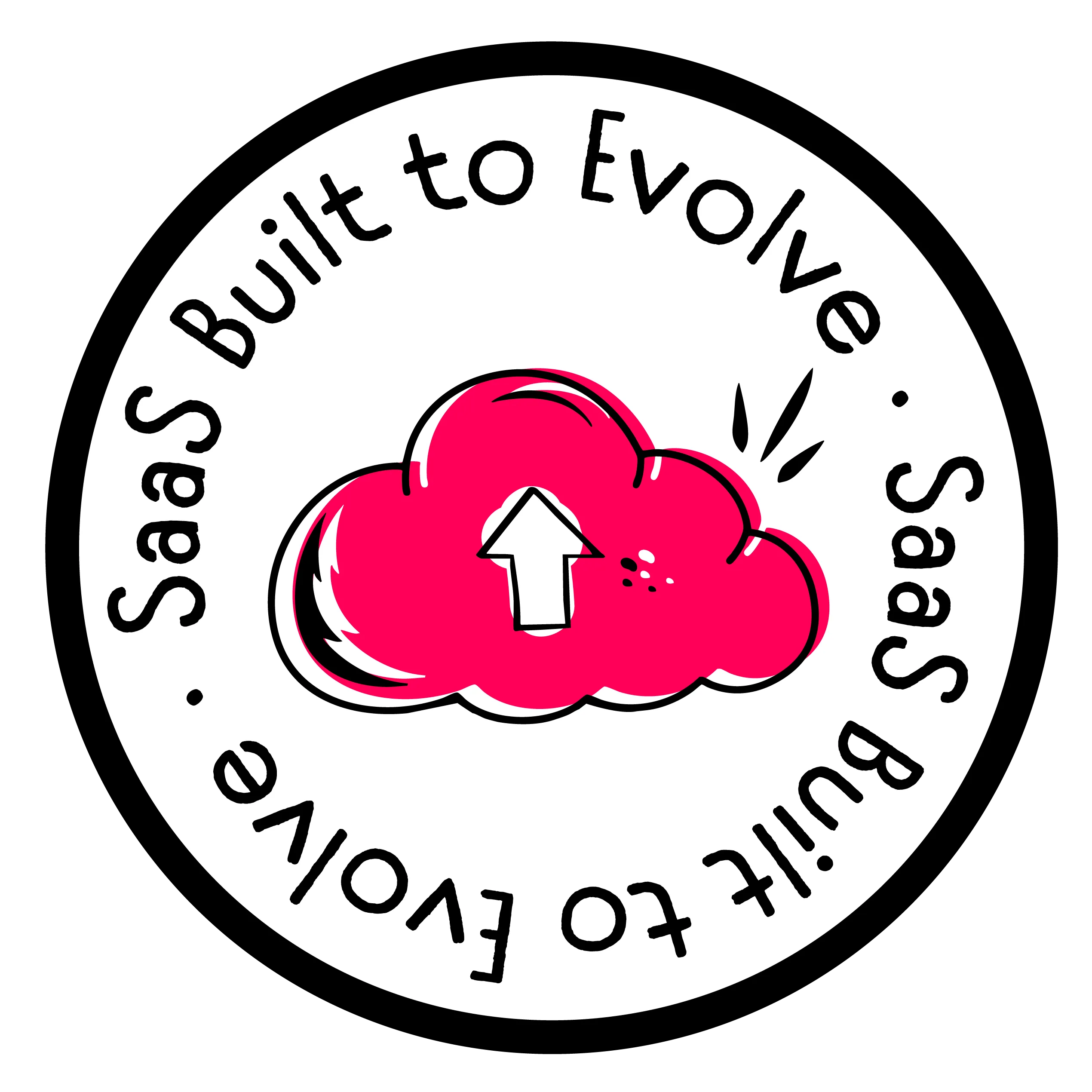Sticker illustration representing scalable SaaS platforms built to evolve with growing business needs.