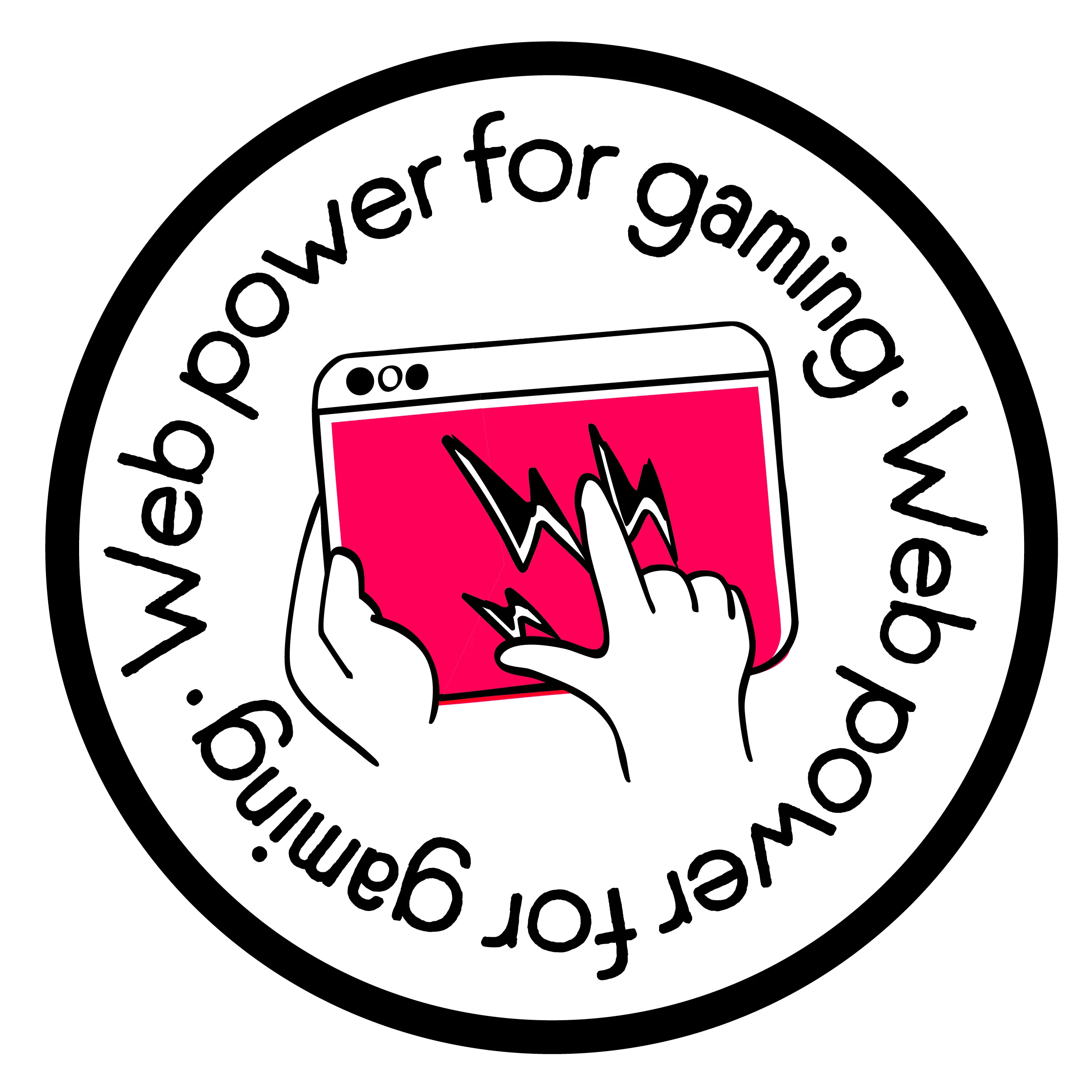 Sticker illustration representing web-powered gaming experiences and interactive digital platforms.