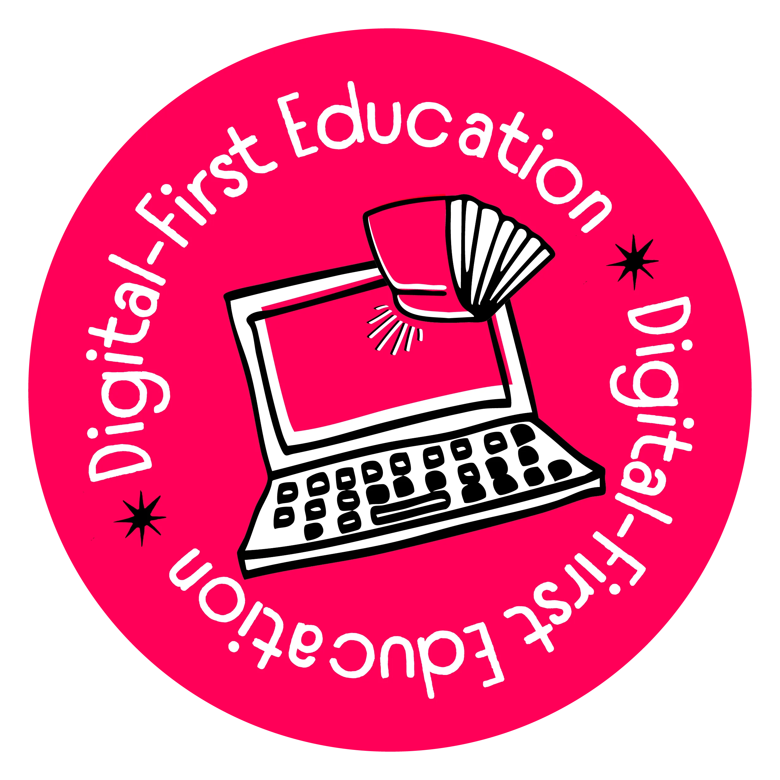 Sticker illustration representing digital-first education platforms and modern online learning experiences.