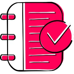 Checklist notebook with checkmark